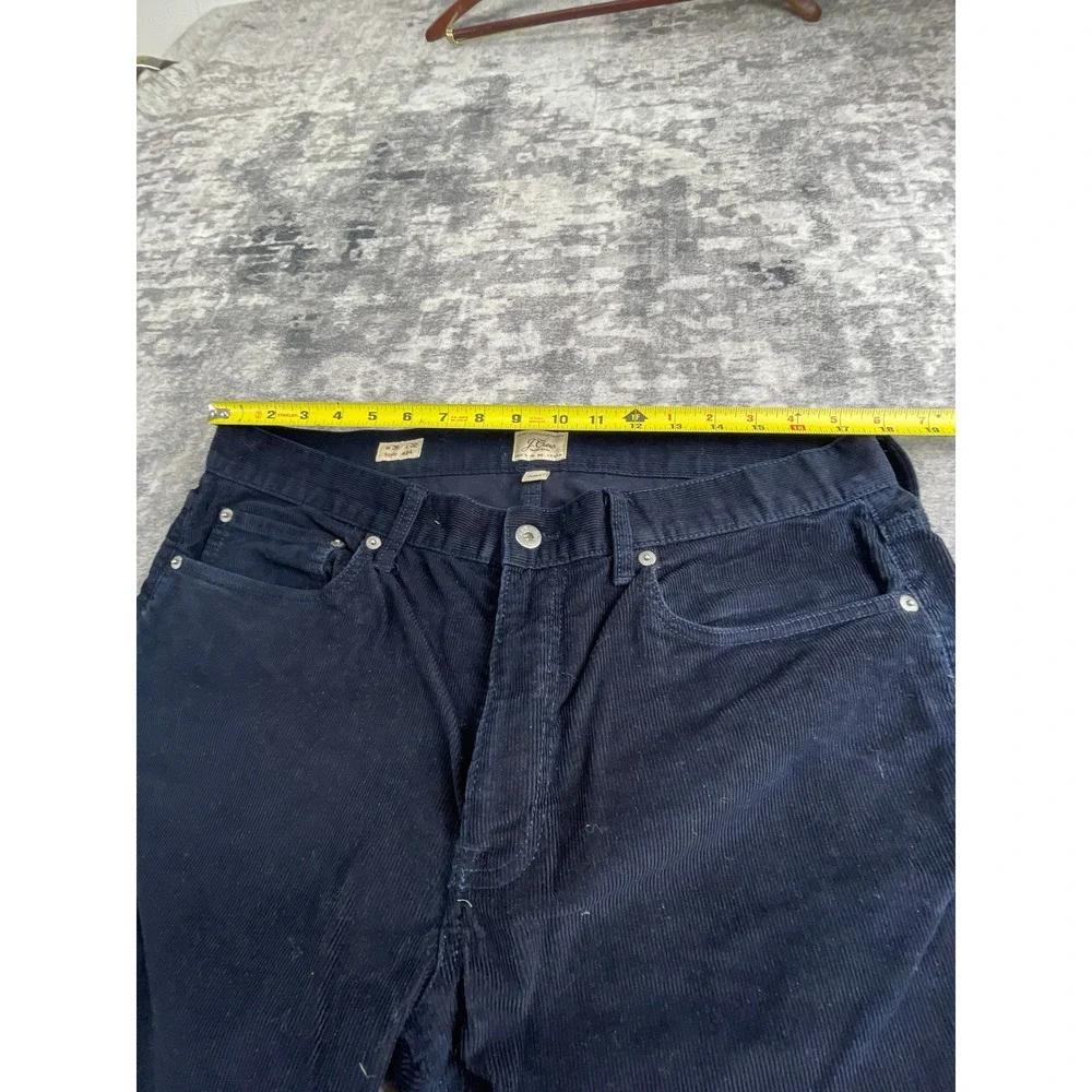 J. Crew Mens 35x32 484 Slim Fit Corduroy Pants Navy Blue Straight Cut Trousers